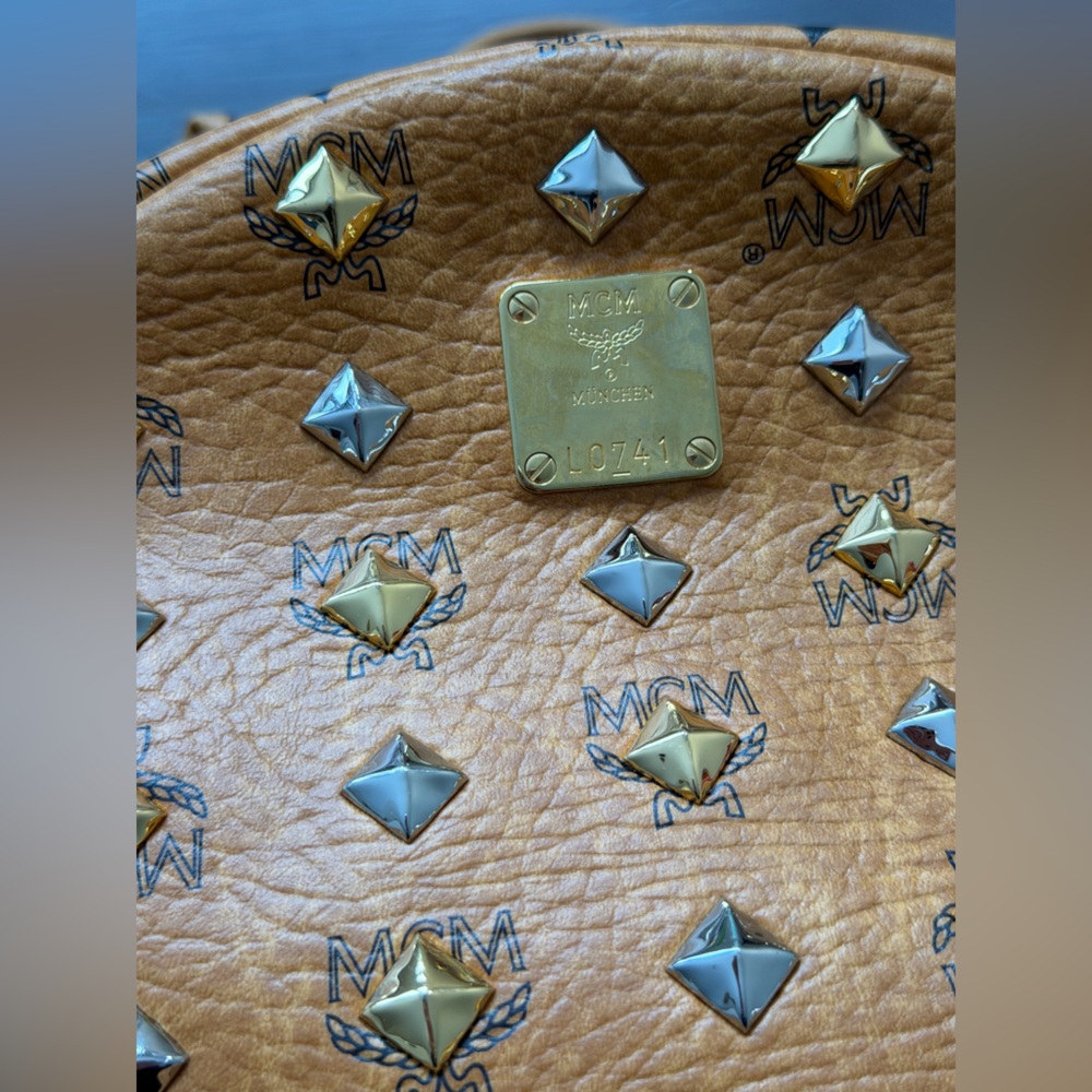 MCM Limited Edition Stark Side Studded Backpack Color Cognac Leather - Picture 13 of 14